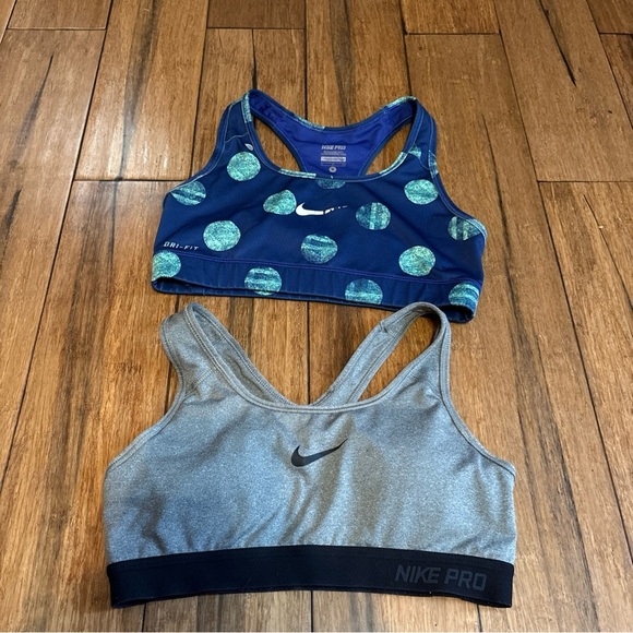 Nike Women's Sports Athletic Bra Dri-Fit Size Small Lot of 2 Blue Gray Racerback - Picture 2 of 11